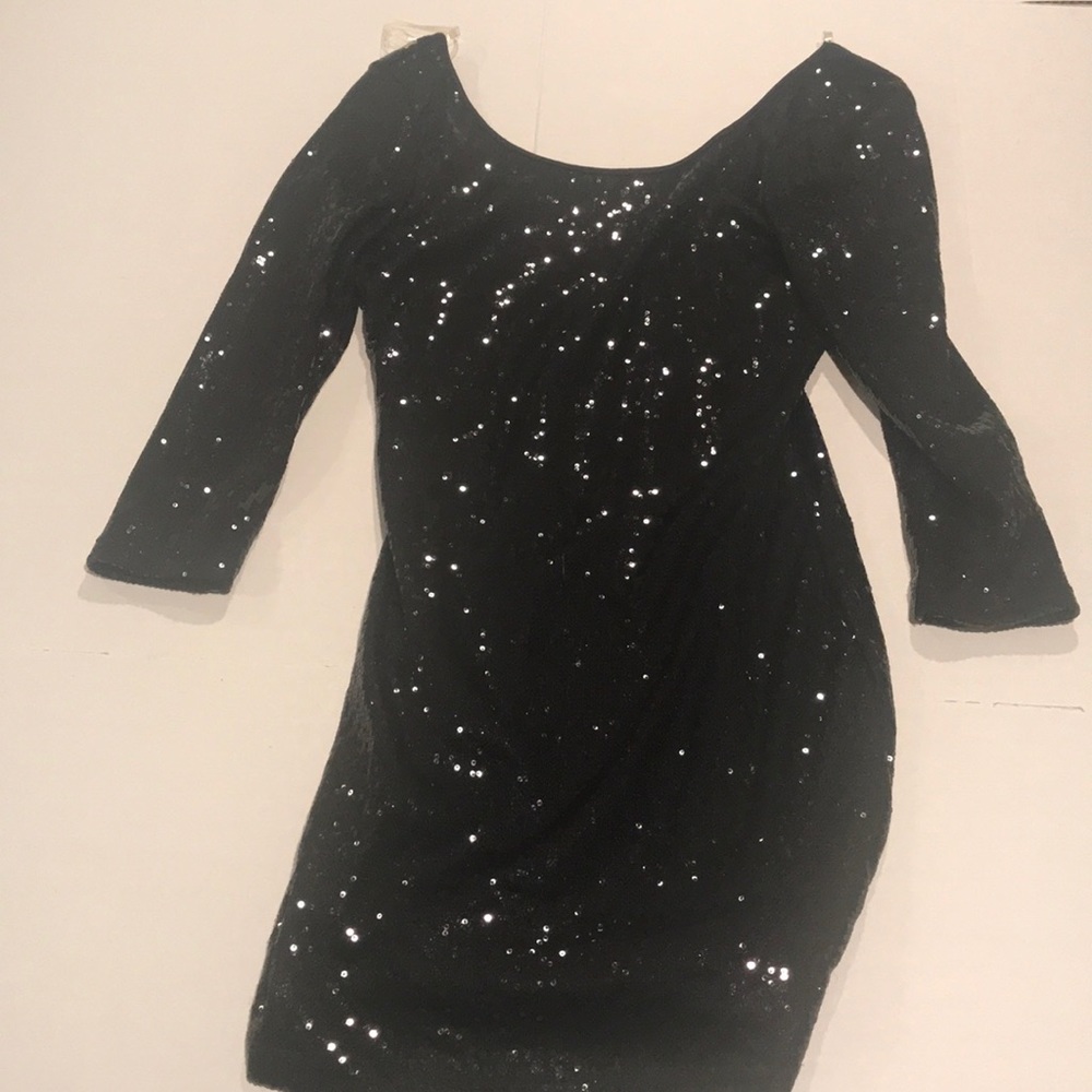 💎 Off Shoulder Black Sequin Dress💎